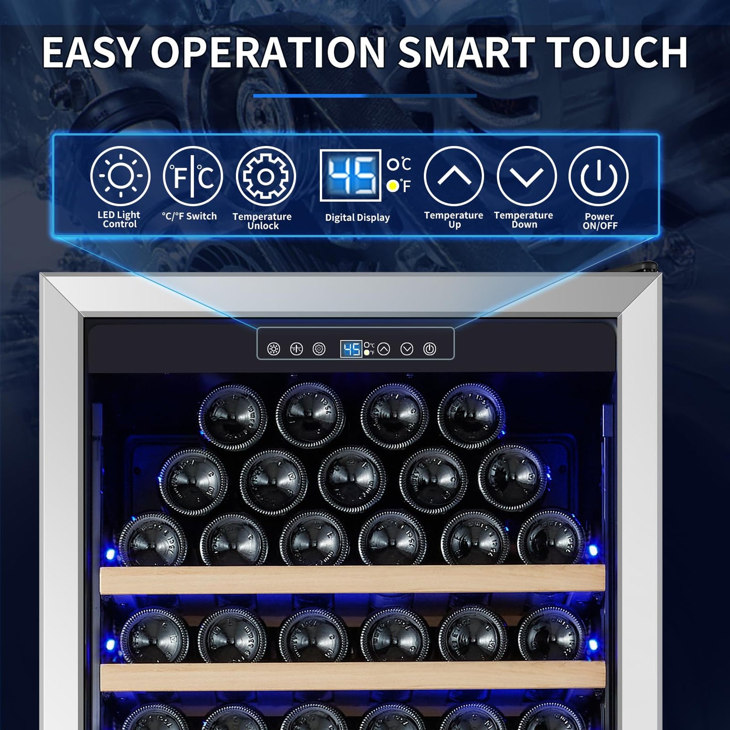 ORYMUSE Large 200 Bottle Wine Fridge - 24 Inch Wine Cooler Refrigerator, Freestanding and Built-in Design, Upgraded Compressor Cooling, Intelligent Temperature Memory