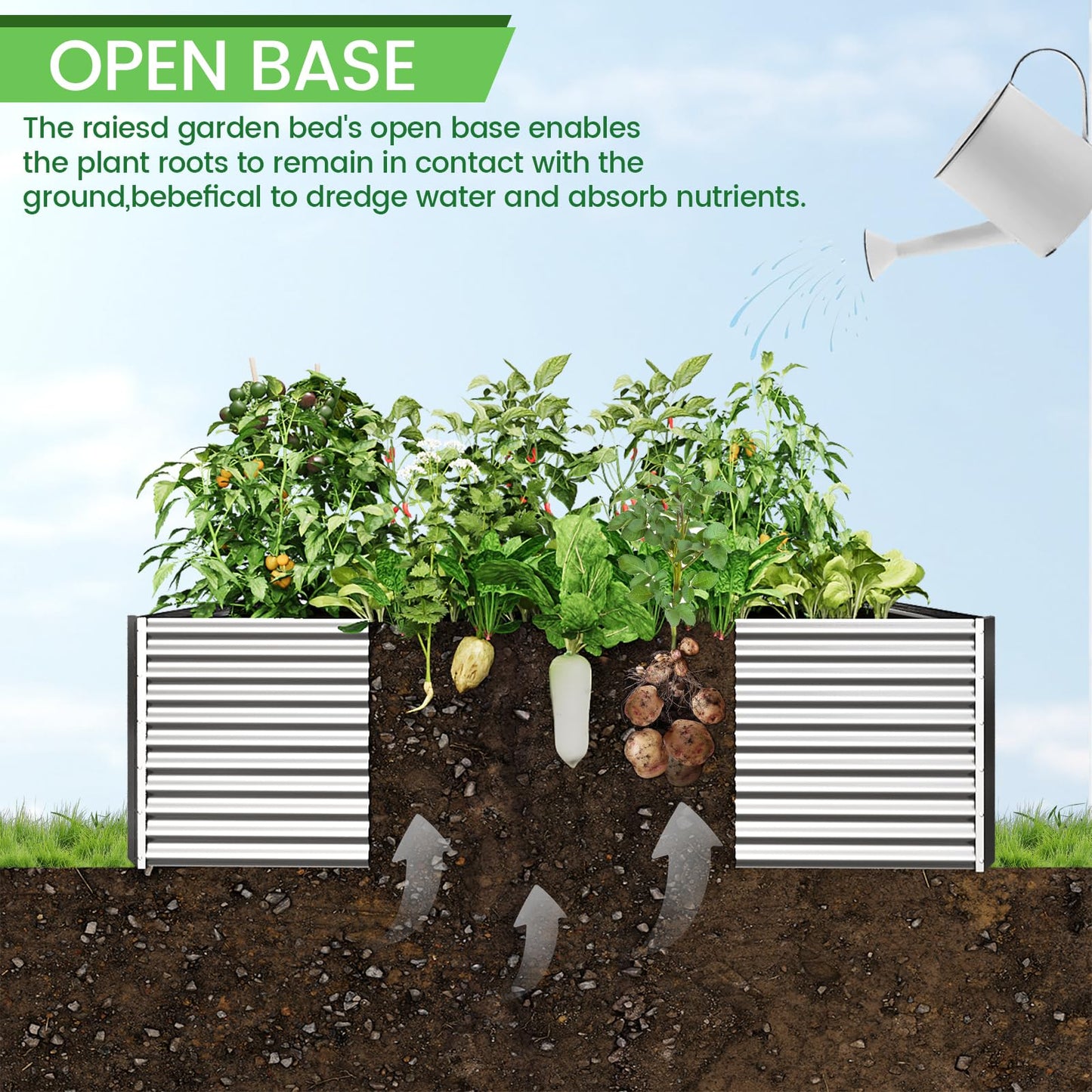 FRIZIONE 2pcs Tall 8ft Galvanized Raised Garden Bed Outdoor,Above Ground Garden Bed for Vegetable,Metal Raised Beds for Flower,Steel Raised Beds for Gardening - 8x3ft