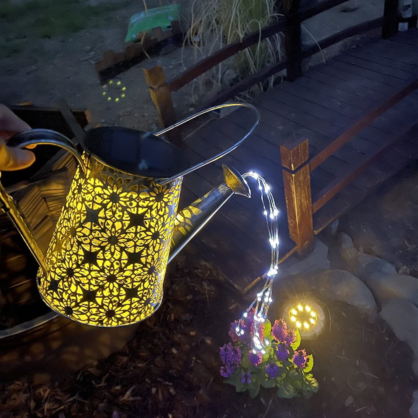 Solar Watering Can Lights,Large Retro Metal Hanging Solar Lights Outdoor Waterproof, Birthday Gifts for Women Mom Grandma Garden Decor Yard Light LED Decoration Outside for Porch Lawn Patio