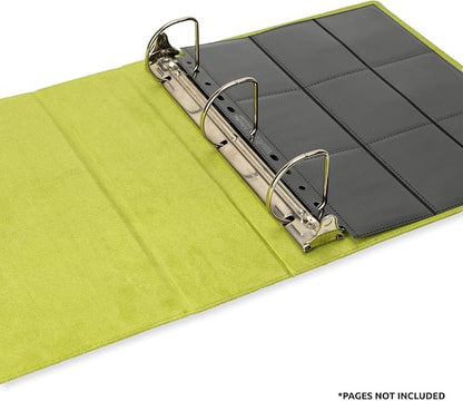 Vault X Large Ring Binder, 900 Cards, fits 9 Pocket Pages, Exo-Tec Material, 3 D-Ring Folder, for Trading Cards (Black/Green)