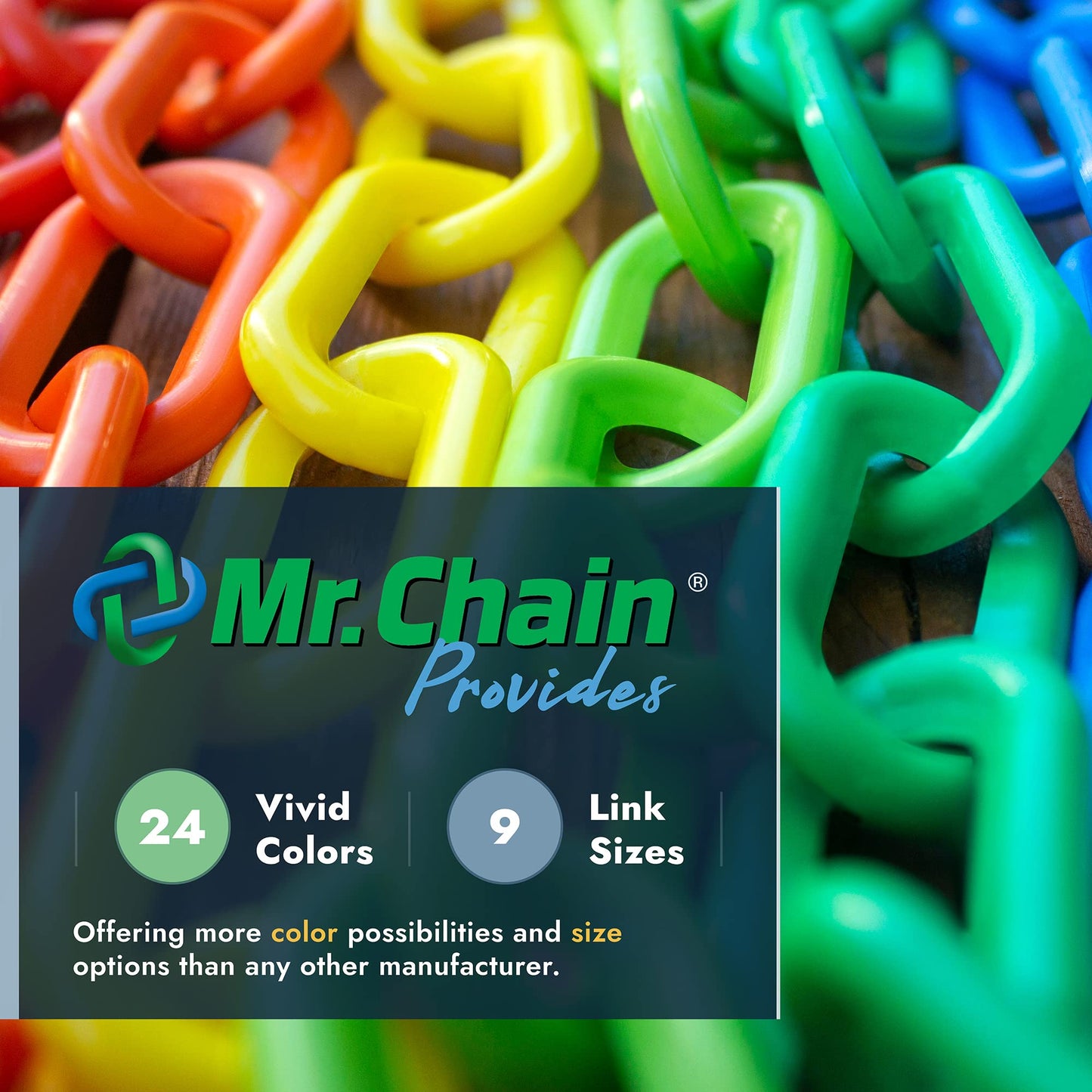 Mr. Chain Plastic Barrier Chain, Safety Orange, 1.5-Inch Link Diameter, 25-Foot Length (30012-25)