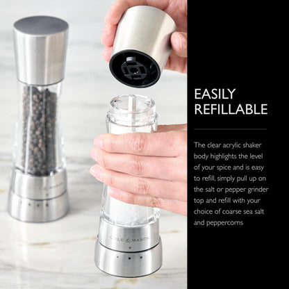 Cole & Mason Derwent Grinder Set - Precision Mechanisms and Sea Salt and Peppercorns - Derwent Salt and Pepper, Stainless Steel
