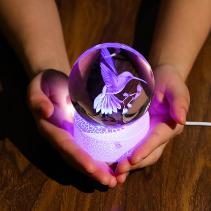 3D Hummingbird Gifts for Women - Crystals Ball Hummingbird Figurines Decor Glass Animals Figurine Keepsake Paperweight