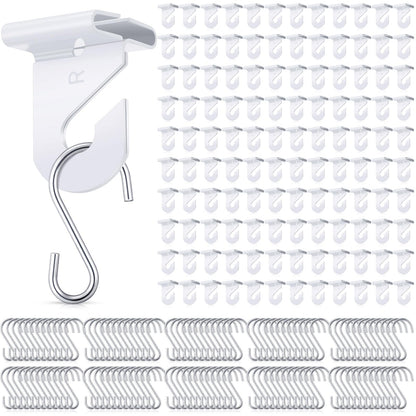 Outus 240 Packs Drop Ceiling Hooks for Hanging Ornament Classrooms & Offices, White Heavy Duty Ceiling Hooks Tile Metal Hangers for Hanging Plants Home, and Wedding Decorations Supplies