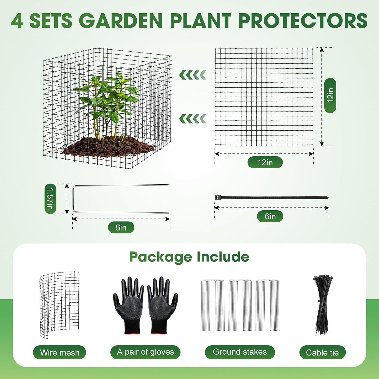18PCS Plant Protection from Animals,12x12 Inch Metal Wire Plant Protectors,Plant Cages to Keep Animals Out,Sturdy Bunny Barricades Chicken Wire Cloche Plant Protectors for Shrubs Flowers Vegetables