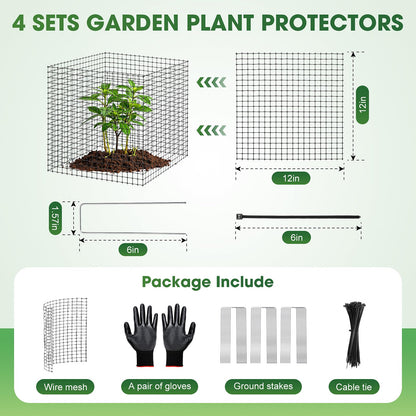 18PCS Plant Protection from Animals,12x12 Inch Metal Wire Plant Protectors,Plant Cages to Keep Animals Out,Sturdy Bunny Barricades Chicken Wire Cloche Plant Protectors for Shrubs Flowers Vegetables