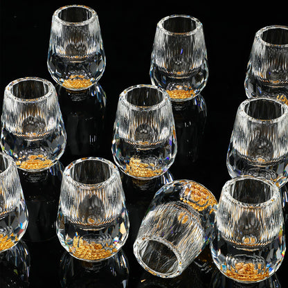 Skybooly 12 Pcs Small Crystal Shot Glasses with 24k Gold Leaf Flakes - Mini Diamond Tequila Whiskey Shot Glasses Set Luxury Drinking Glassware for Party Bar Decor Collection Gift(Medium,0.5 oz)