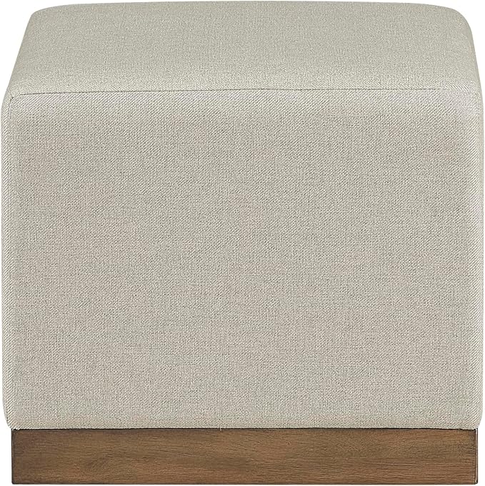 Lexicon 44" Square Coffee Table with 4 Upholstered Stools, Maple Veneer Wood Cocktail Table, Gray Upholstered Stools with Casters, Modern Living Room/Apartment Centerpiece, Full Assembled, Brown