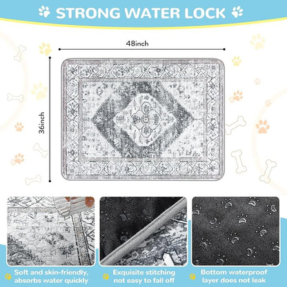 Lahome Reusable Washable Puppy Pads - 2 Pack Super Absorbent & Waterproof Dog Training Mats for Potty, Crate and Floor - Leakproof Pee Pads with Non-Slip Backing (Gray, 36"x48")