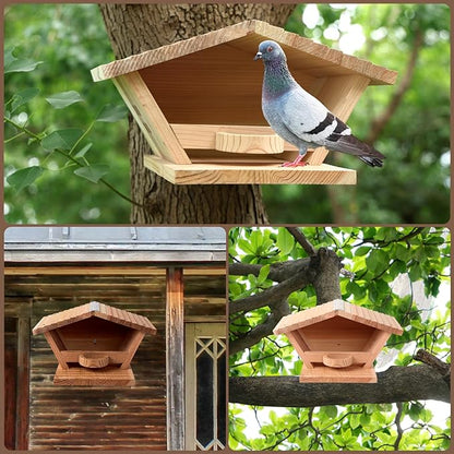 Premium Fir Wood Mourning Dove Nesting Box, 13.7" L x 7.2" H x 10.6" W Pigeon House, Ideal Outdoor Habitat for Pigeons - Easy to Install & Remove