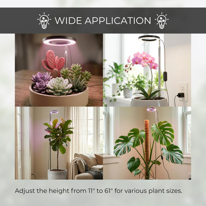 Grow Light in Pot, Full Spectrum LED Plant Grow Light, Height Adjustable, Inline Control for 3 Color Modes Selectable, Auto Timer 3/9/12 Hours, 10 Brightness Levels, USB Plug, for Large Tall Plants