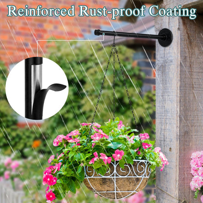 2 Set Plant Wall Hanger Rod(12.2'') with Hanging Chain, Heavy Duty Metal Rod Hanging Holder 30lbs Weight Capacity for Indoor/Outdoor Plants, Mounted Plant Shelves for Wall Window(Pot Not Included)