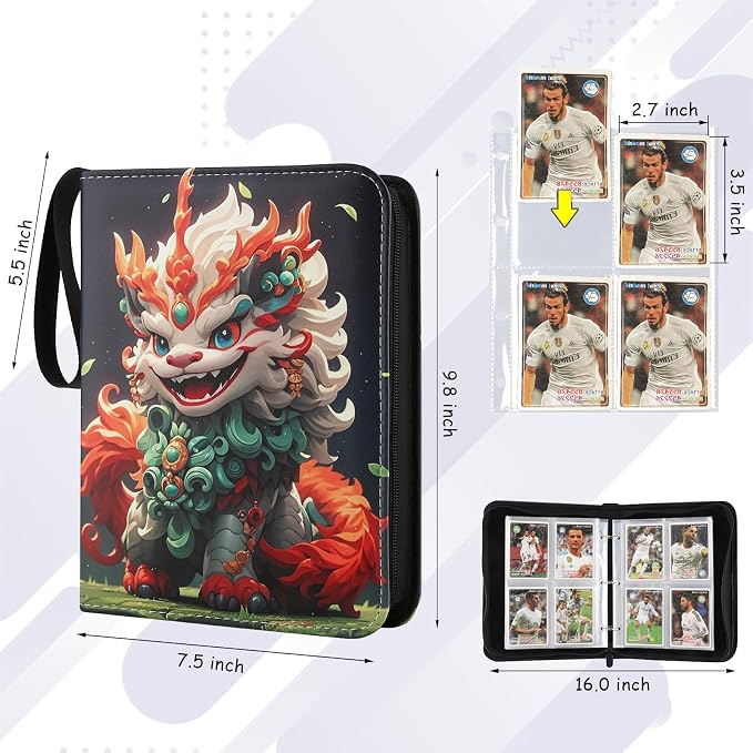 Card Binder 4-pocket,400 Pockets Trading Card Holder Album Book Case for TCG Cards Collection Sports Trading Cards Collector Album for Boys Girls Toys Gift Green