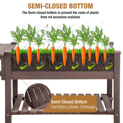 GUTINNEEN Raised Garden Bed Mobile Outdoor Planter Box with Legs for Vegetables Flower Herb, Large Storage Garden Box on Wheels