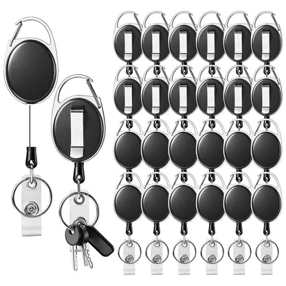 24 Pack Retractable Badge Holders,Retractable Badge Reels with Carabiner Reel Clip and Key Ring for Office Work,Hospitals and Outdoor