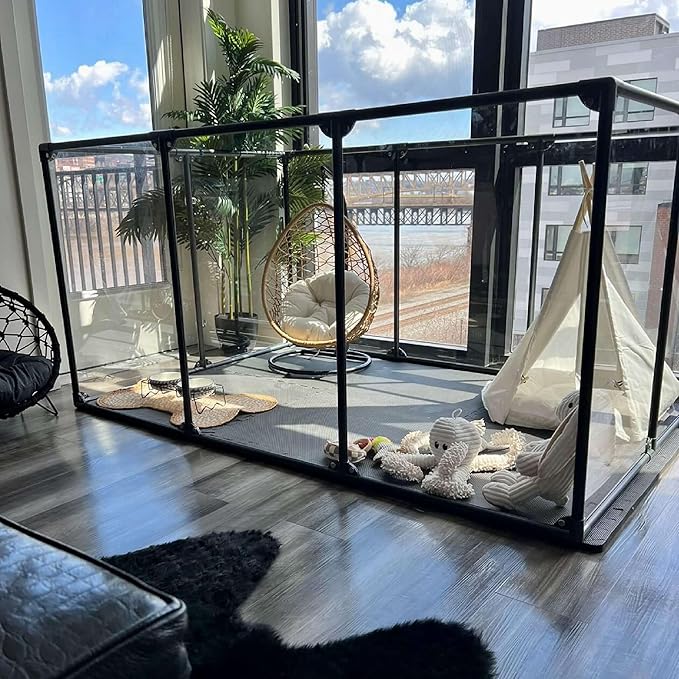 Clearly Loved Pets 36" Tall Large Lucidium Pet Pen, Gunmetal