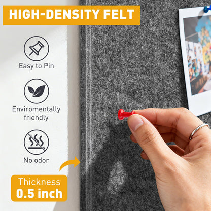 QUEENLINK Large Cork Boards 48"x36", 12-Pack Self-Adhesive Felt Bulletin Board Tiles with 120 Push Pins, Square Felt Wall Panels Pin Board Tack Board Wall Organizer for Home Office Decor, Grey