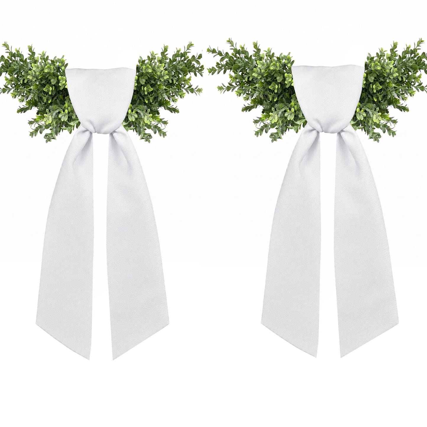 Presentastic 2 Pcs White Wreath Sash for Front Door, Embroidery Blank Wreath Sashes, Textured Twill Finish Sash Ribbon Accessories for Flower Bouquet Garland Yard Doorway Wedding Xmas, 4.5 x 57 Inches