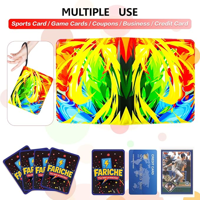 Trading Card Binder for TCG Cards, 9-Pocket Portable Card Collector Ablum Holder Book Fits 900 Cards with 50 Removable Sleeve, Waterproof Card Binder Display Storage Carrying Cases for TCG-Storm