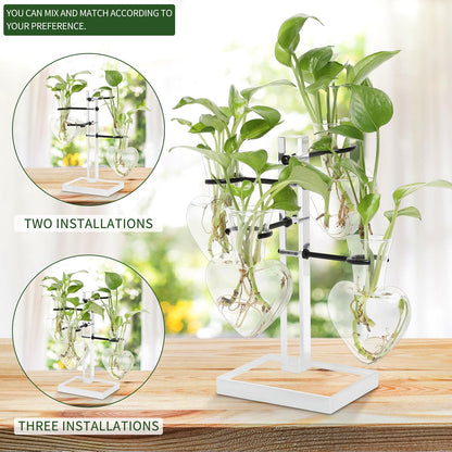 YYHglass Clear Plants Propagation Stations Terrarium Kit Birthday Gift for Women for Indoor Home Office Decor Acrylic Plant Accessories - 4 Love Hear Vase