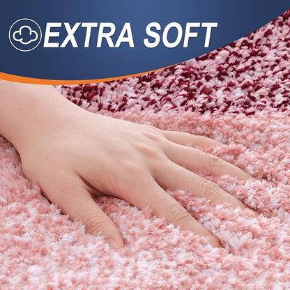OLANLY Large Bathroom Rugs Mat 54x24, Extra Soft Absorbent Microfiber Bath Rugs, Rubber Backing, Quick Dry, Machine Washable Bath Mats for Bathroom Floor, Tub and Shower, Home Decor Accessories, Red