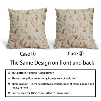 Aytipun Fall Pillow Covers 20x20 Set of 2 Burnt Orange Pumpkin Autumn Harvest Decorative Pillowcases Outdoor Throw Cushion Case Sofa Couch Bed Decor