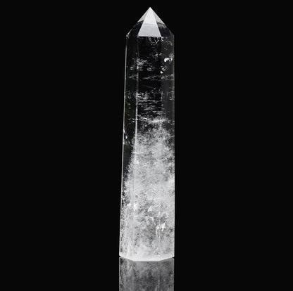 WUYOUSHI Large Clear Quartz Healing Crystal Tower 5.9-6.69" Natural Crystal Wand 6 Faceted Chakra Crystal Point Reiki Meditation Therapy