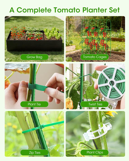 Cucumber Trellis with Grow Bags for Garden, 63in Tall Garden Trellis for Climbing Plants, Metal Plant Trellis with Garden Netting for Vegetables Flowers Fruits(4 Arches)(U-Shape)