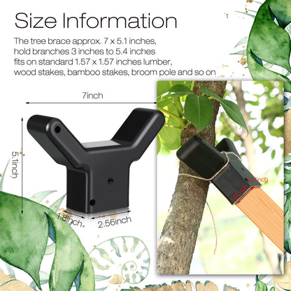 Yungyan 8 Pcs Tree Support, Plastic Fruit Branch Support Device Tree Brace Prevent Them from Breaking for Vineyards Ornamental Gardens Orchards Fits on Standard 1.57 x 1.57 Inch Lumber (Black)
