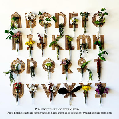 5 Pack Letter Wall Propagation Planters Test Tubes Wall Decor for Hanging Plants Clear Water Plant Vase Brown Wood Upletter Alphabet Functional Art Boho Set Dream