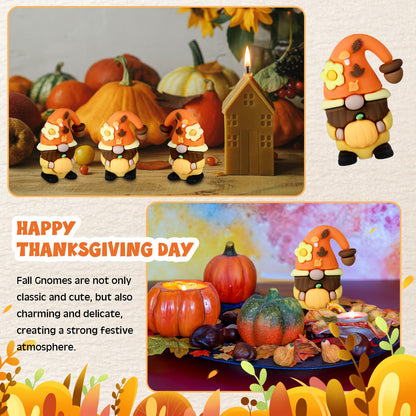 Halloscume 50 Pcs Mini Fall Gnomes Tiny Thanksgiving Figurines to Hide Pumpkin Miniature Ornaments Small Gnomes Figurines for Harvest Thanksgiving Decorations