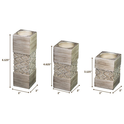 Creative Scents Dublin Silver Small Tealight Candle Holder Set of 3 - Centerpiece for Living Room and Dining Room Table Decor, Coffee Table Decor, Ideal for Fireplace, Entrance or Bathroom