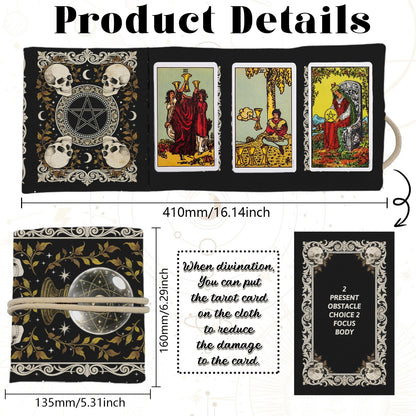 GLOBLELAND 2 Pcs Magic Divination Crystal Ball Tarot Card Holder Skull Polyester Tarot Bag Magic Divination Canvas Jewelry Storage Drawstring Pouches Accessories for Playing Cards and Tarots
