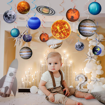 40PCS Space Solar System Theme Hanging Swirls Decorations, Outer Space Party Supplies Ceiling Hanging Swirls for Birthday Baby Shower Party Decorations
