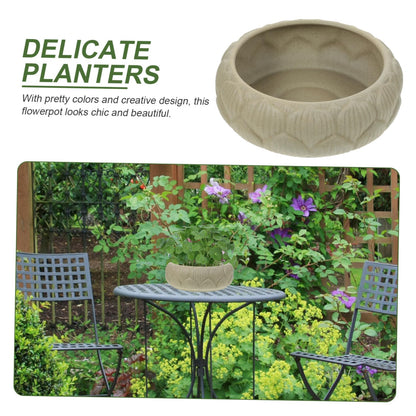 Parliky Hydroponic Planter Bowl 8.26In Round Ceramic Flower Pot for Water Lily Succulents Indoor Garden Decoration and Storage Container