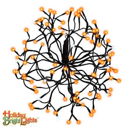 Holiday Bright Lights 16-Inch Halloween 3D Shimmering Sphere 96-Count 5mm LED Bulbs Indoor Outdoor Black and Dark Orange
