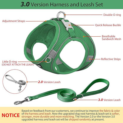AIITLE Easy Walk Dog Harness and Leash Set - Pet Supply No Pull, Step in Adjustable Dog Harness with Padded Vest, Dog Harness No Choke Over, Easy to Put on Medium Dogs Green L