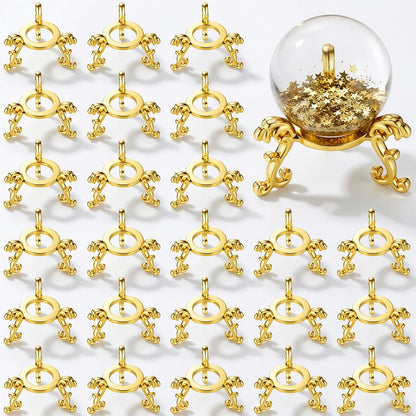 MySHUCE 24 Pcs Gold Crystal Ball Stand - Gold Sphere Display Holder for 40mm-80mm Crystal Balls, Natural Rocks, Stone, Glass & Natural Stone Display Stand, Decorative Rock Organizer