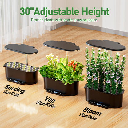 SPECILITE Hydroponics Growing System Kit with 30” Height, 15 Pods Herb Garden with 36W Grow Light, Auto Timer & Pump System, APP & WiFi Controlled Smart Indoor Garden for Vegetables,Kitchen & Gifts