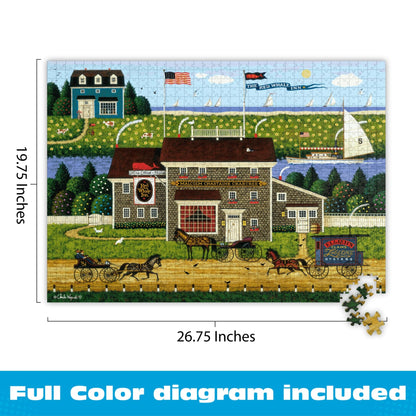Buffalo Games Charles Wysocki Red Whale Inn Jigsaw Puzzle – 1000 Piece Puzzle for Adults and Families, Coastal Americana Art