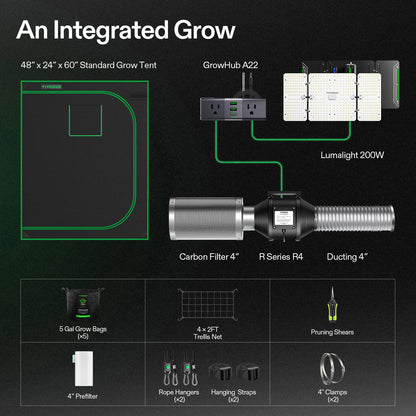 VIVOSUN Grow Tent Kit 2x4 Complete System, WiFi-Controlled Grow System with Full Spectrum LED Grow Light, Automatic Ventilation, GrowHub Outlet A22 with Temperature and Humidity Sensor