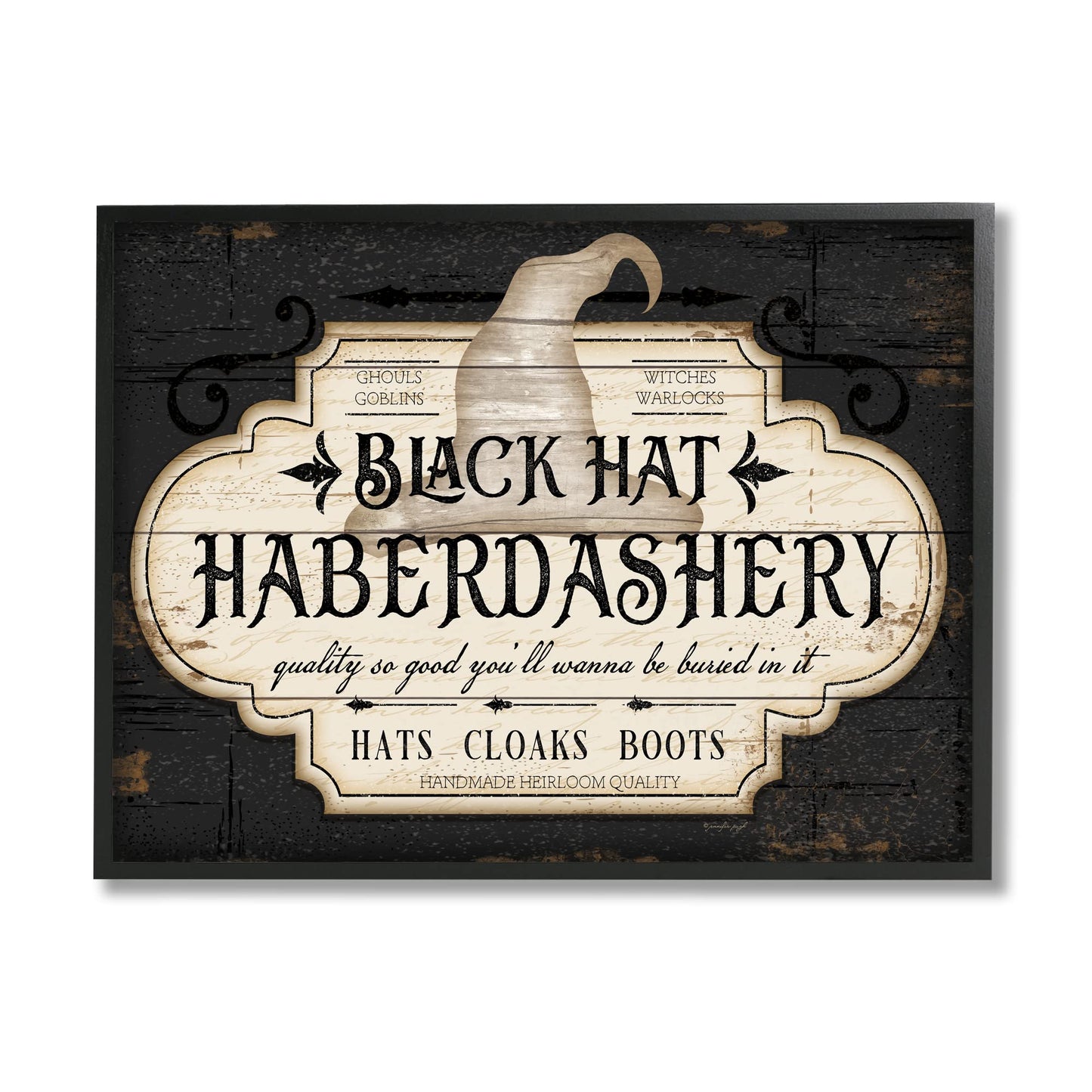 Stupell Industries Black Hat Haberdashery Halloween Sign Spooky Heirloom Quality