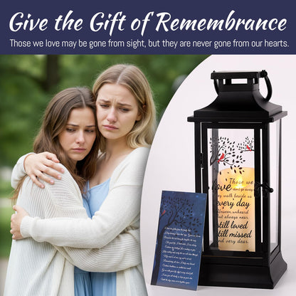 HAVITI Sympathy Gifts for Loss of Loved One Memorial Lantern, Black Memorial Gifts for Loss of Mom Dad Loved One, Acrylic Metal 14 Inches Bereavement Gifts Lantern