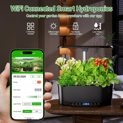SPECILITE Hydroponics Growing System Kit with 30” Height, 15 Pods Herb Garden with 36W Grow Light, Auto Timer & Pump System, APP & WiFi Controlled Smart Indoor Garden for Vegetables,Kitchen & Gifts