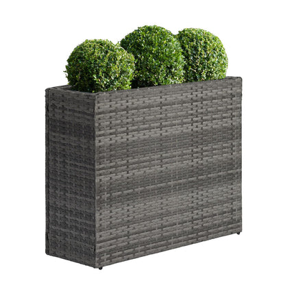SUNNYPARK Tall Rectangular Planter with Removable Liner, All-Weather PE Rattan Large Modern Planters Indoor Outdoor Flower Plant Pots Garden Box Patio Yard Front Porch Deck