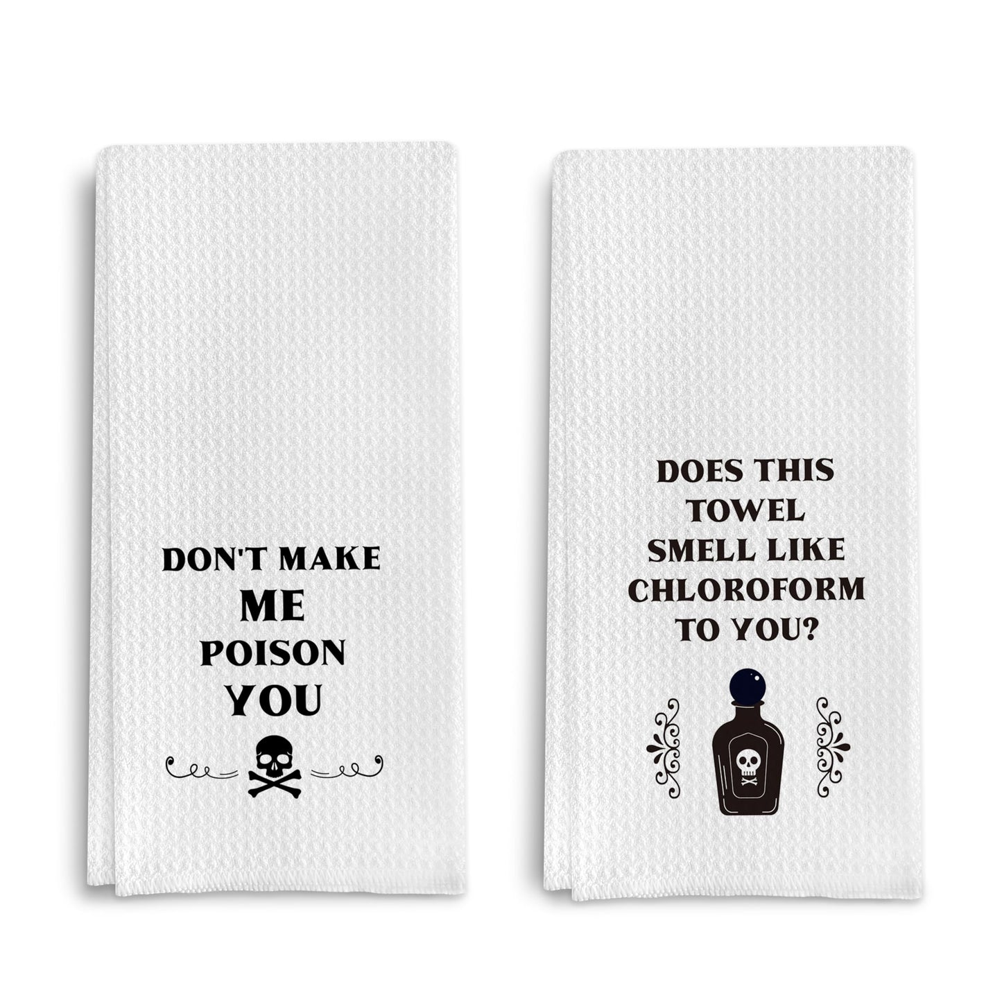 Qpenm Funny Kitchen Towels - Set of 2, Dish Towels with Saying, Tea Towels, Kitchen Decor, Housewarming Gifts, Black