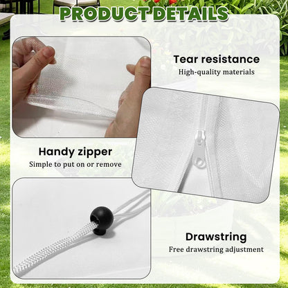 3 Pcs Garden Bird Net Cover for Square Tomato Cage, 59"x17.7" Insect Bird Barrier Tomato Cage Net with Zipper & Drawstring, Tomato Netting Protection Cover for Protecting,Cucumber from Birds, Insects
