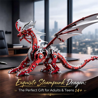 3D Metal Dragon Model Kit for Adults, Mechanical Pterosaur Puzzle, DIY Assembly Steel Model, Challenging Building Kit, Unique Gift for Men Desk Decor