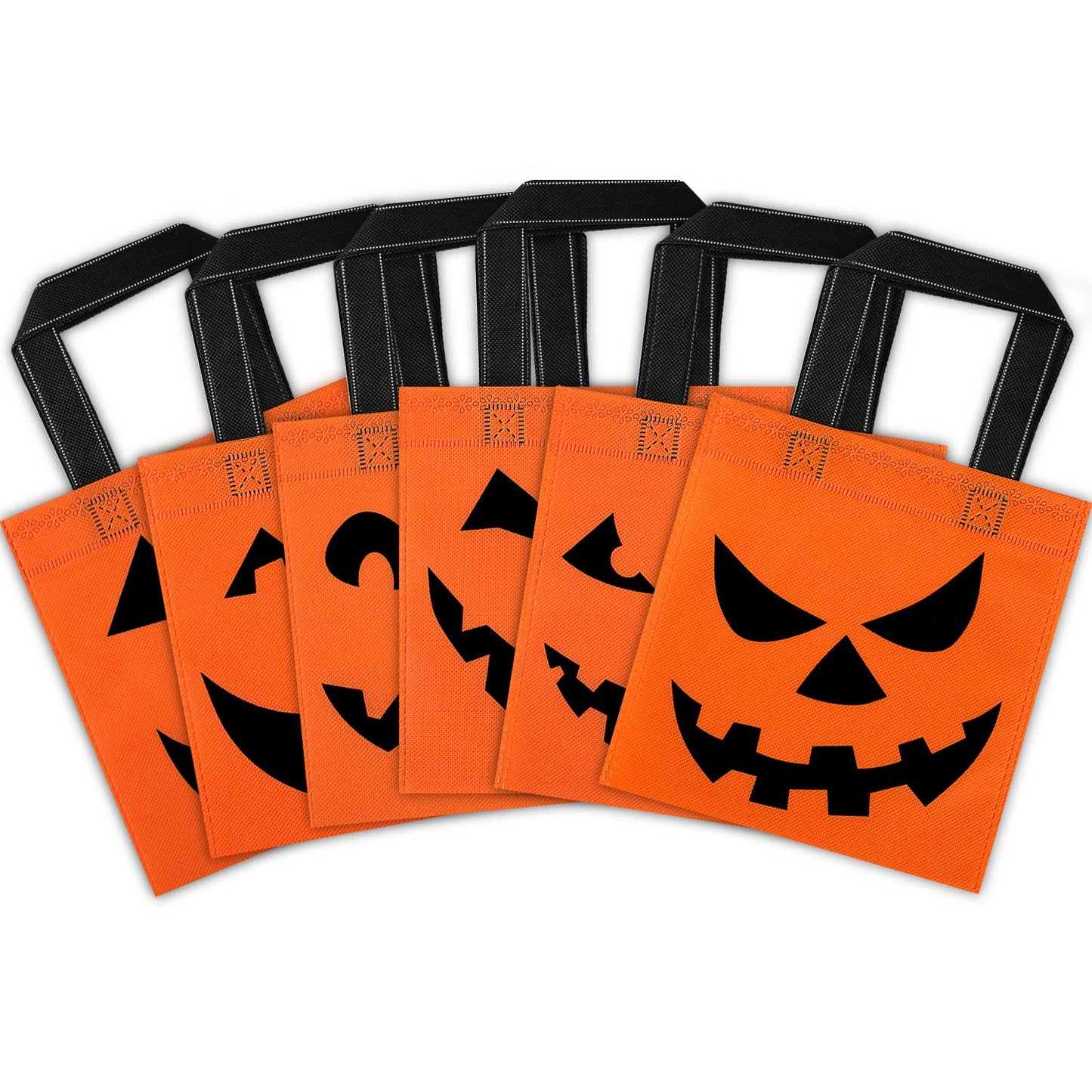 Boao 24 Pieces Halloween lantern Pumpkin Tote Bags, 8 by 8 Inches Non woven Candy Goody Bags for Halloween Party Favors Supplies