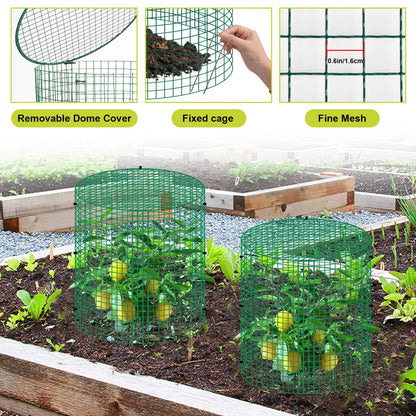 succulentlovers 6 Packs 13"x 16" Wire Plant Protector from Animals, Plant Protector Cages with Detachable Covers & Zip Ties & Stakes, Chicken Wire Plant Covers for Flower and Vegetables Protection